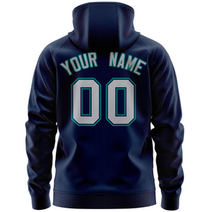 Custom Stitched Navy Gray Sports Full-Zip Sweatshirt Hoodie with Flame