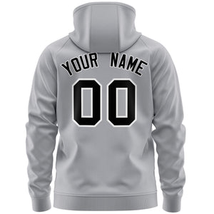 Custom Stitched Gray Black Sports Full-Zip Sweatshirt Hoodie with Flame