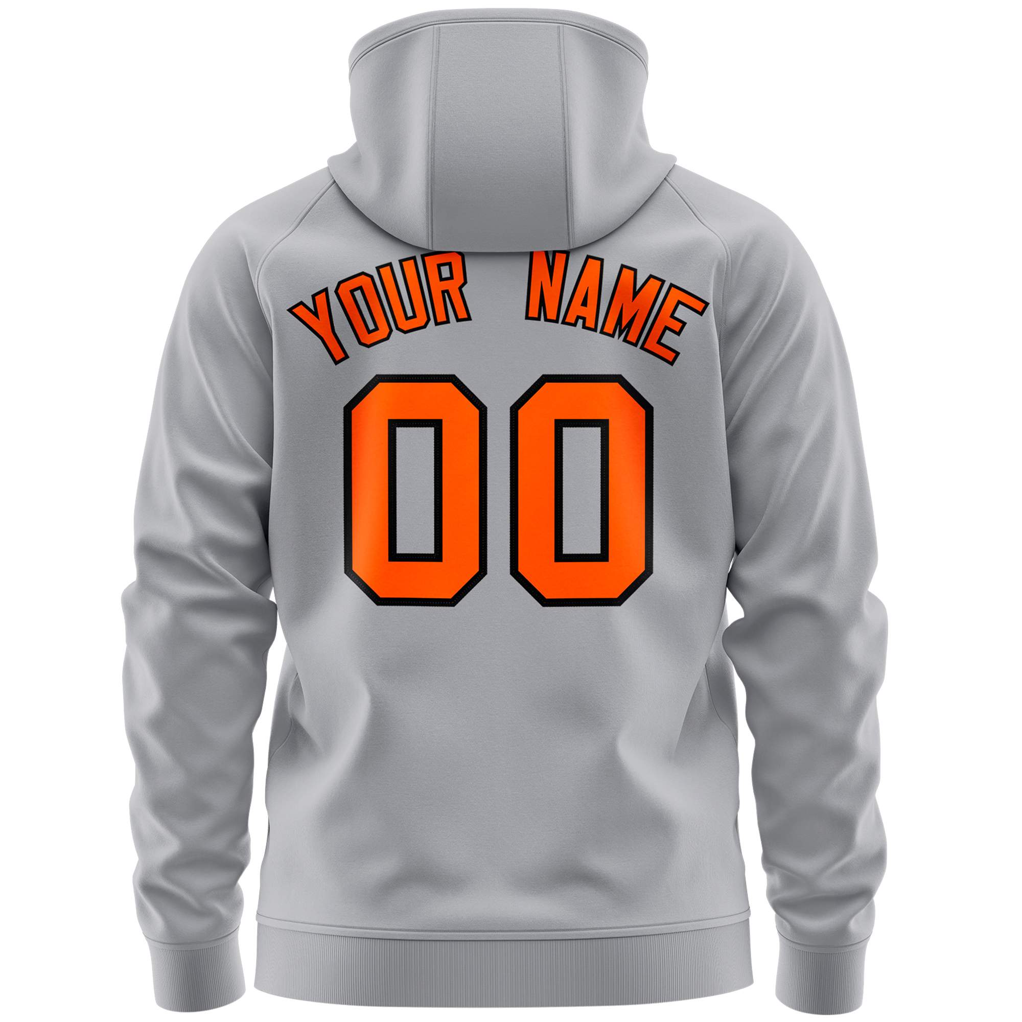 Custom Stitched Gray Orange Sports Full-Zip Sweatshirt Hoodie with Flame