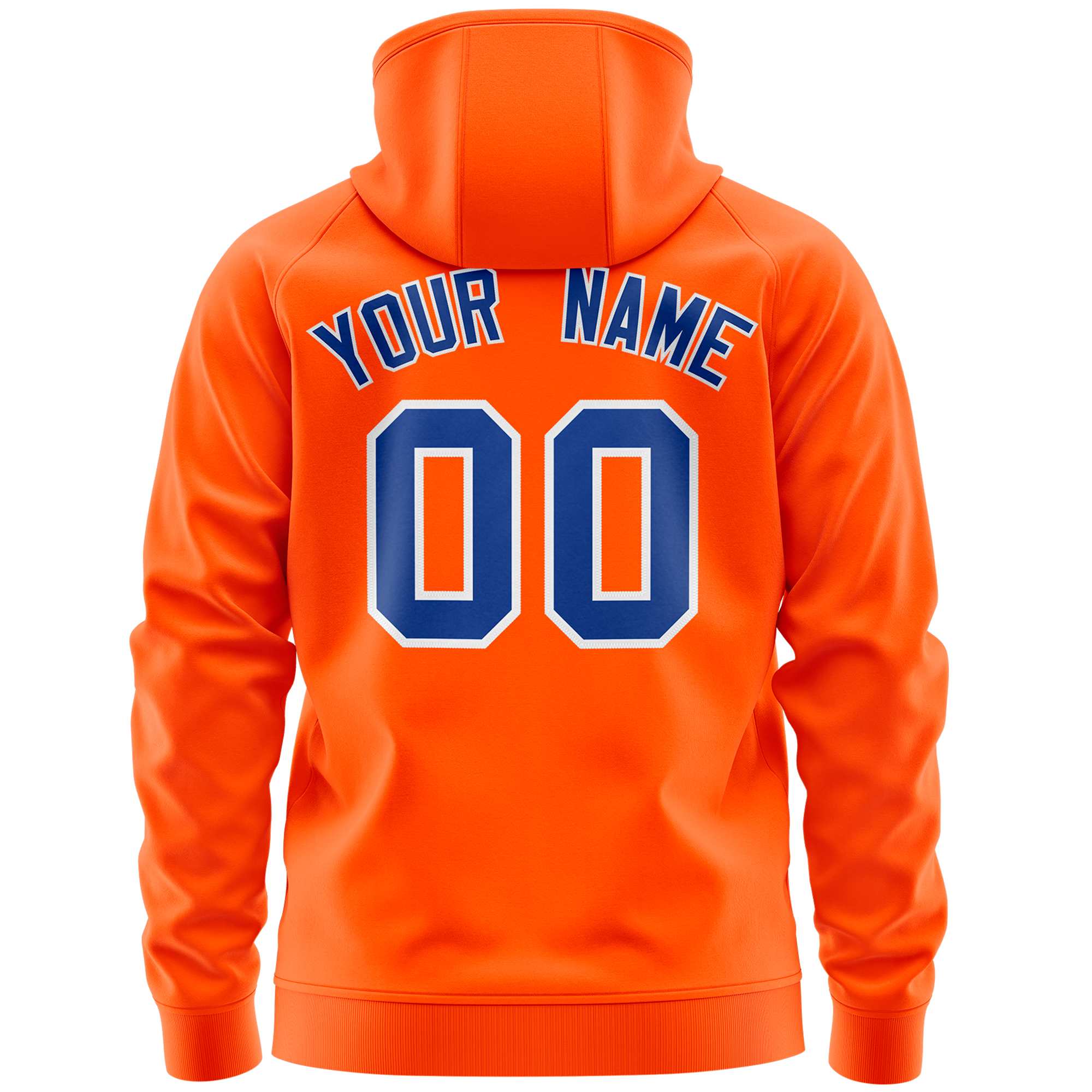 Custom Stitched Orange Royal Sports Full-Zip Sweatshirt Hoodie with Flame