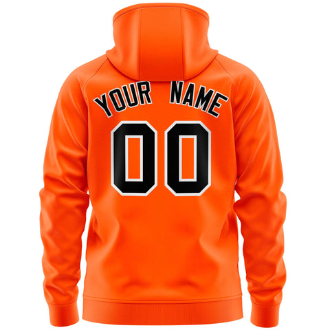 Custom Stitched Orange Black Sports Full-Zip Sweatshirt Hoodie with Flame