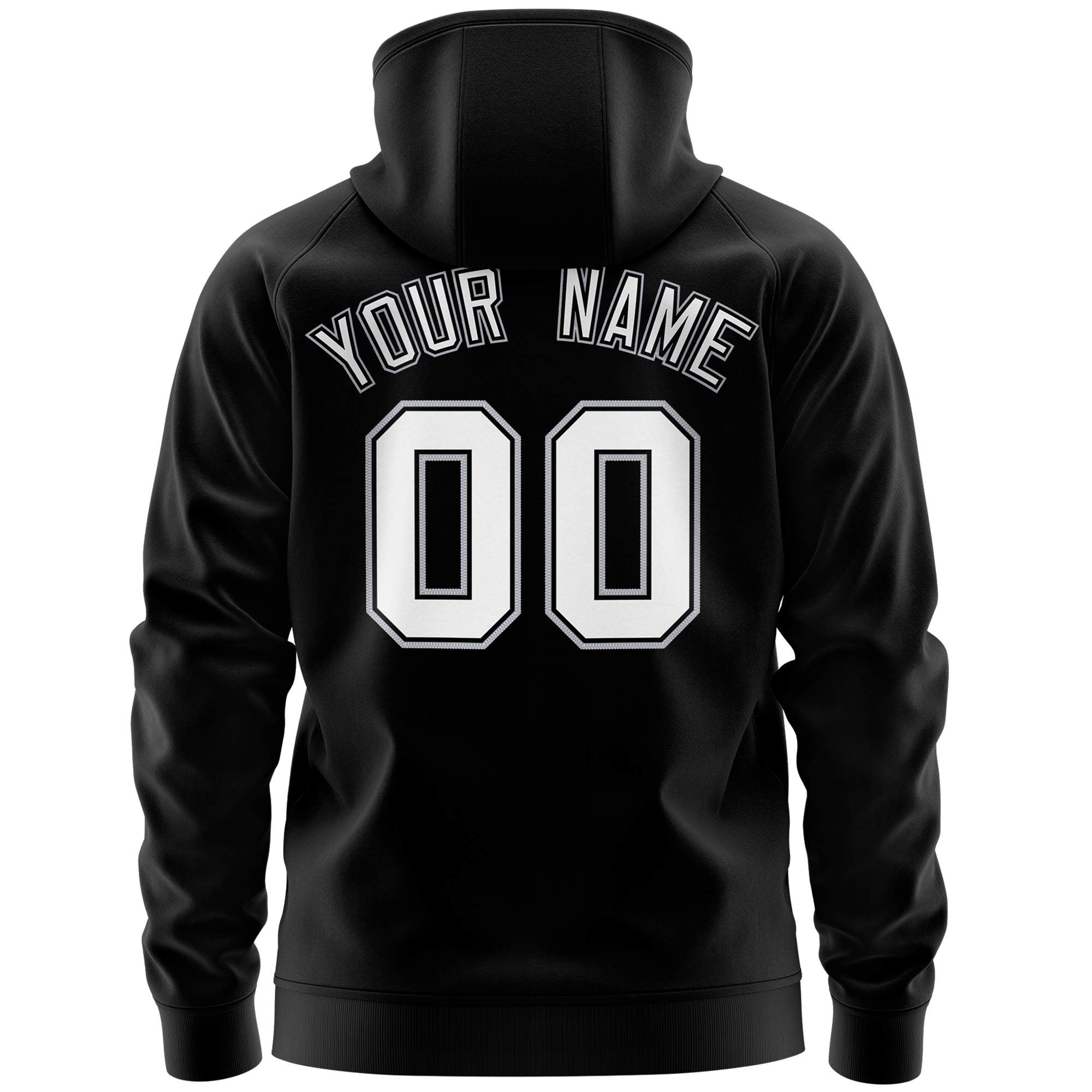 Custom Stitched Black White Sports Full-Zip Sweatshirt Hoodie with Flame