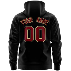 Custom Stitched Black Crimson Sports Full-Zip Sweatshirt Hoodie with Flame