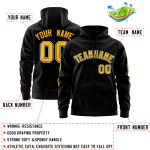 Custom Stitched Black Gold Sports Full-Zip Sweatshirt Hoodie with Flame