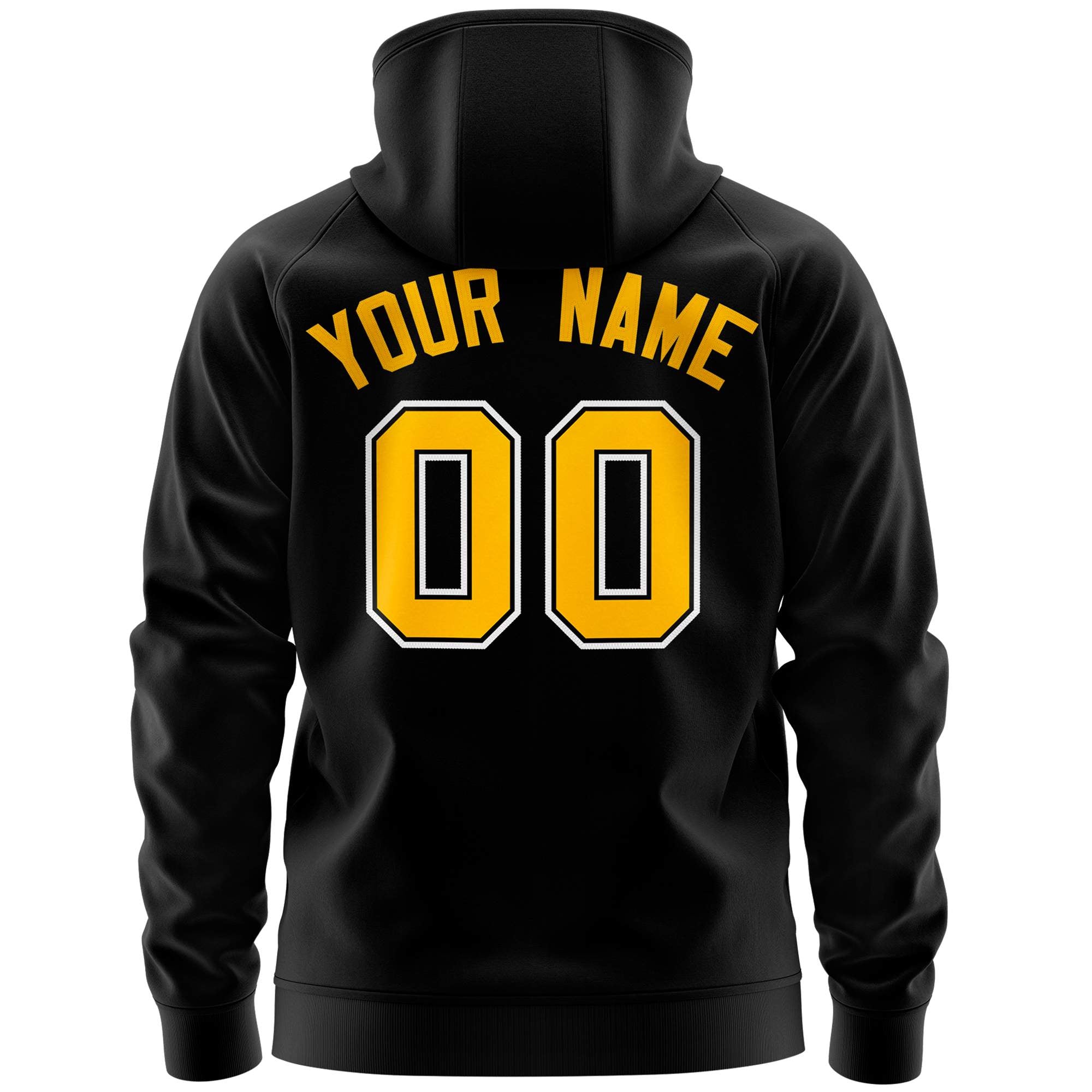 Custom Stitched Black Gold Sports Full-Zip Sweatshirt Hoodie with Flame