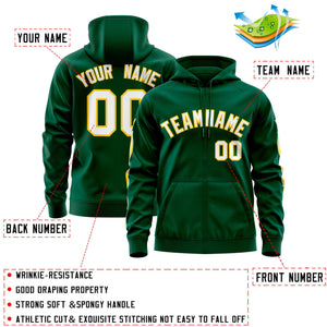 Custom Stitched Green White Sports Full-Zip Sweatshirt Hoodie with Flame