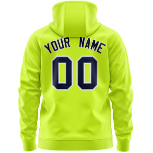 Custom Stitched Neon Green Navy Sports Full-Zip Sweatshirt Hoodie with Flame