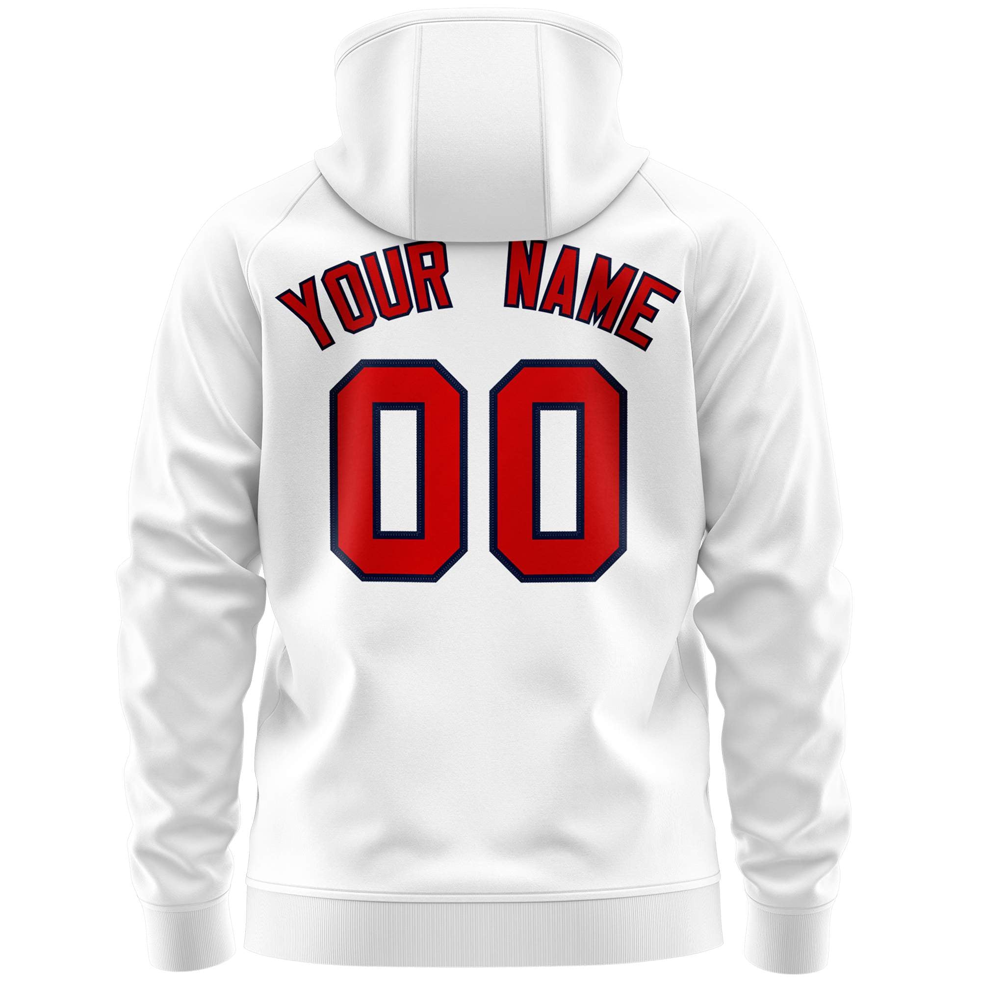 Custom Stitched White Red Sports Full-Zip Sweatshirt Hoodie with Flame