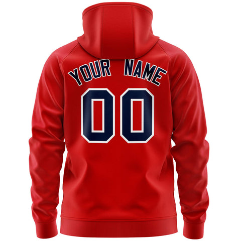 Custom Stitched Red Navy Sports Full-Zip Sweatshirt Hoodie with Flame