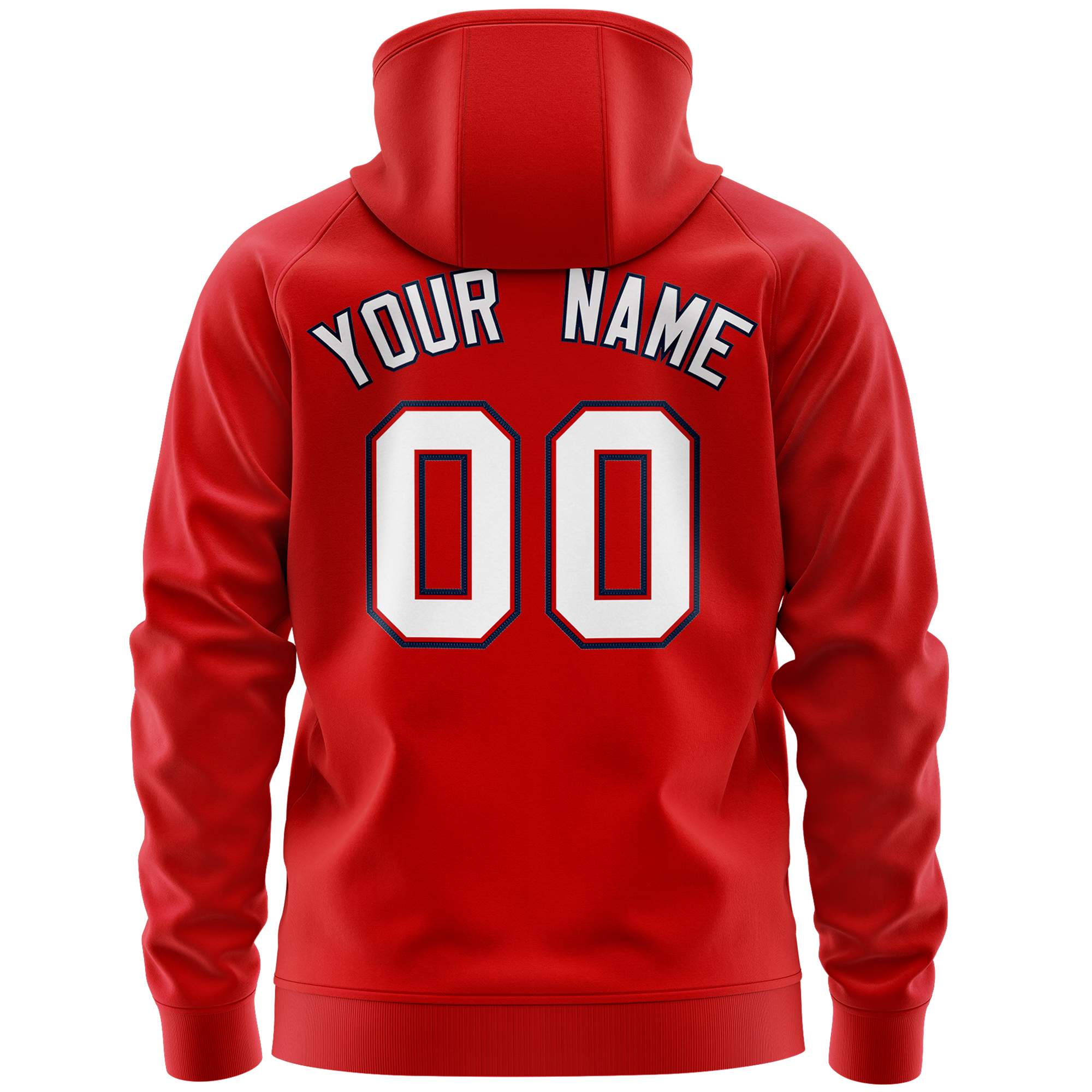 Custom Stitched Red White Sports Full-Zip Sweatshirt Hoodie with Flame