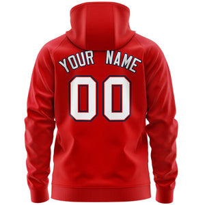 Custom Stitched Red White Sports Full-Zip Sweatshirt Hoodie with Flame