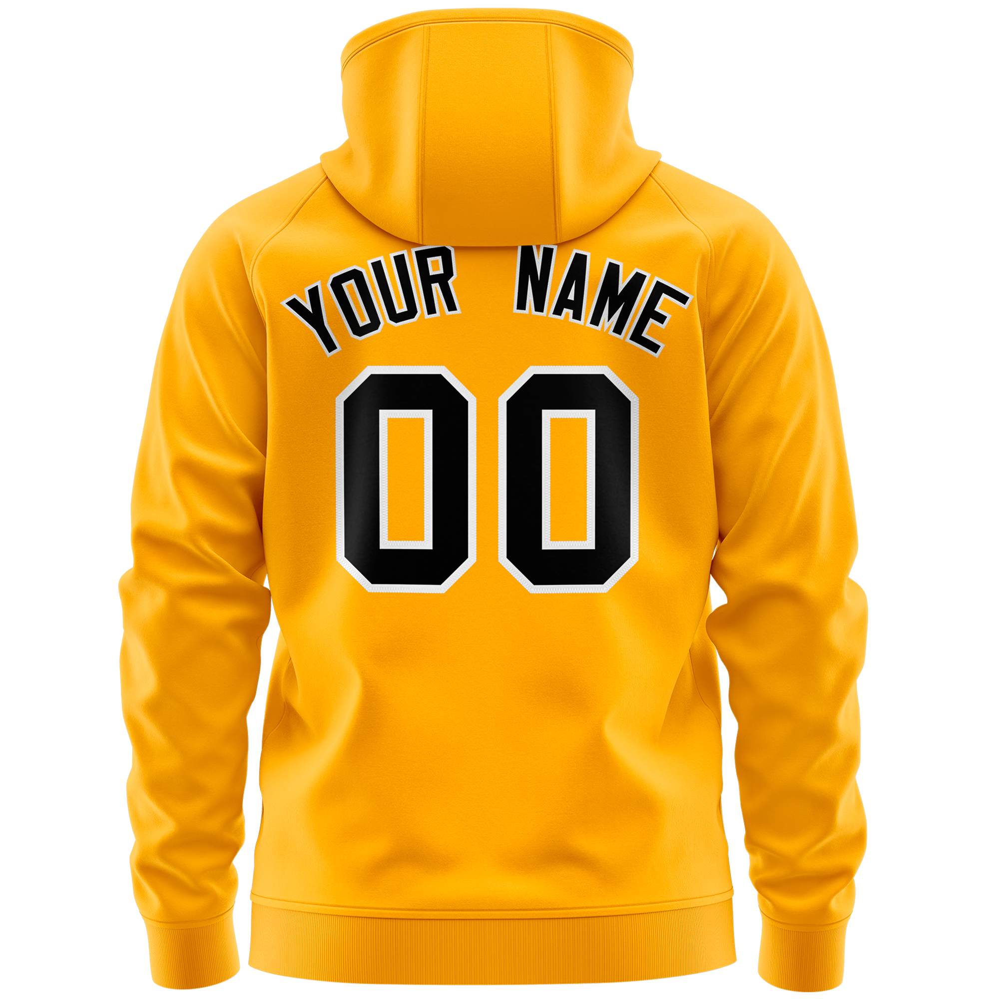 Custom Stitched Gold Black Sports Full-Zip Sweatshirt Hoodie with Flame