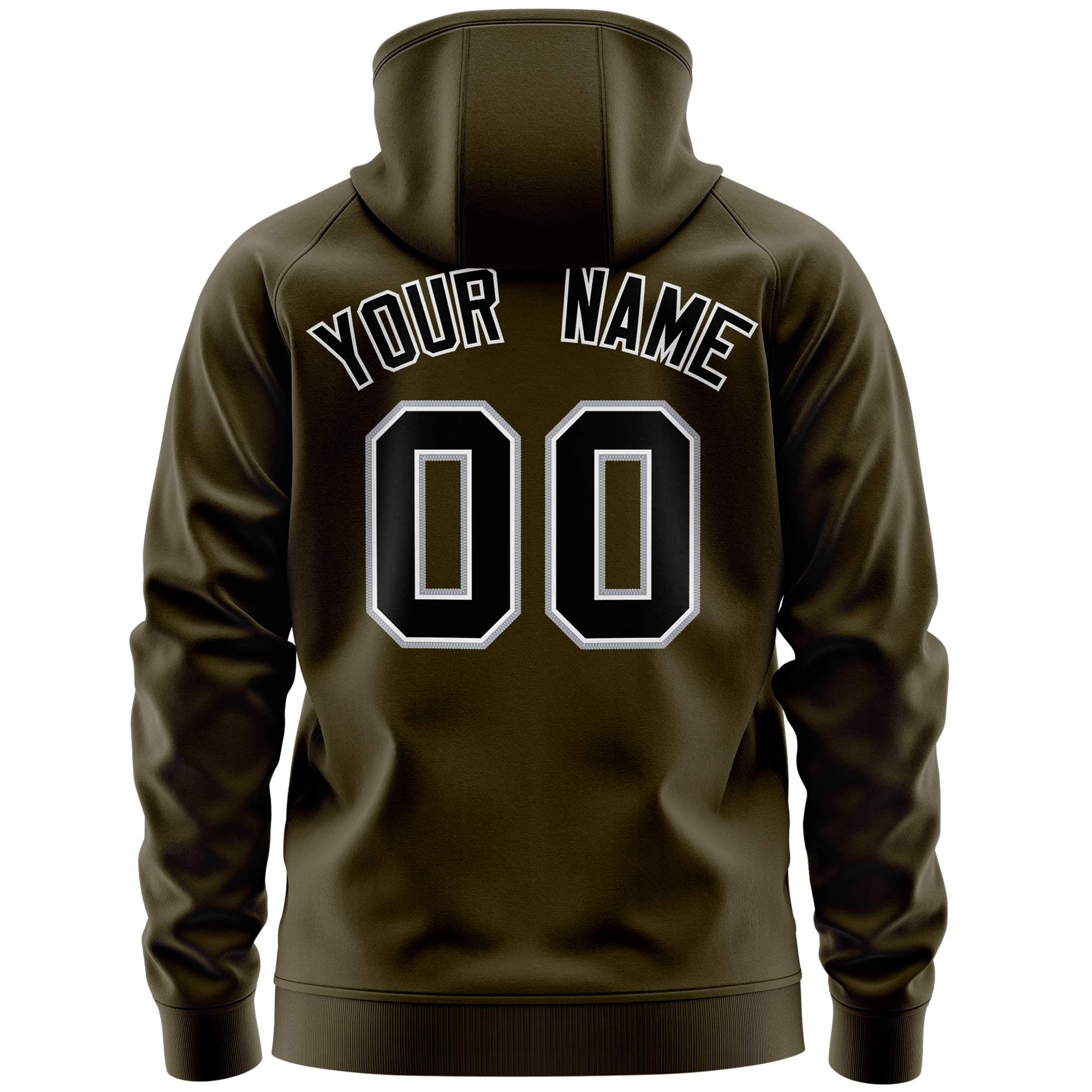 Custom Stitched Olive Black Sports Full-Zip Sweatshirt Hoodie with Flame