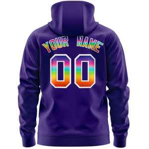 Custom Stitched Purple White Sports Full-Zip Sweatshirt Hoodie with Colored Flames