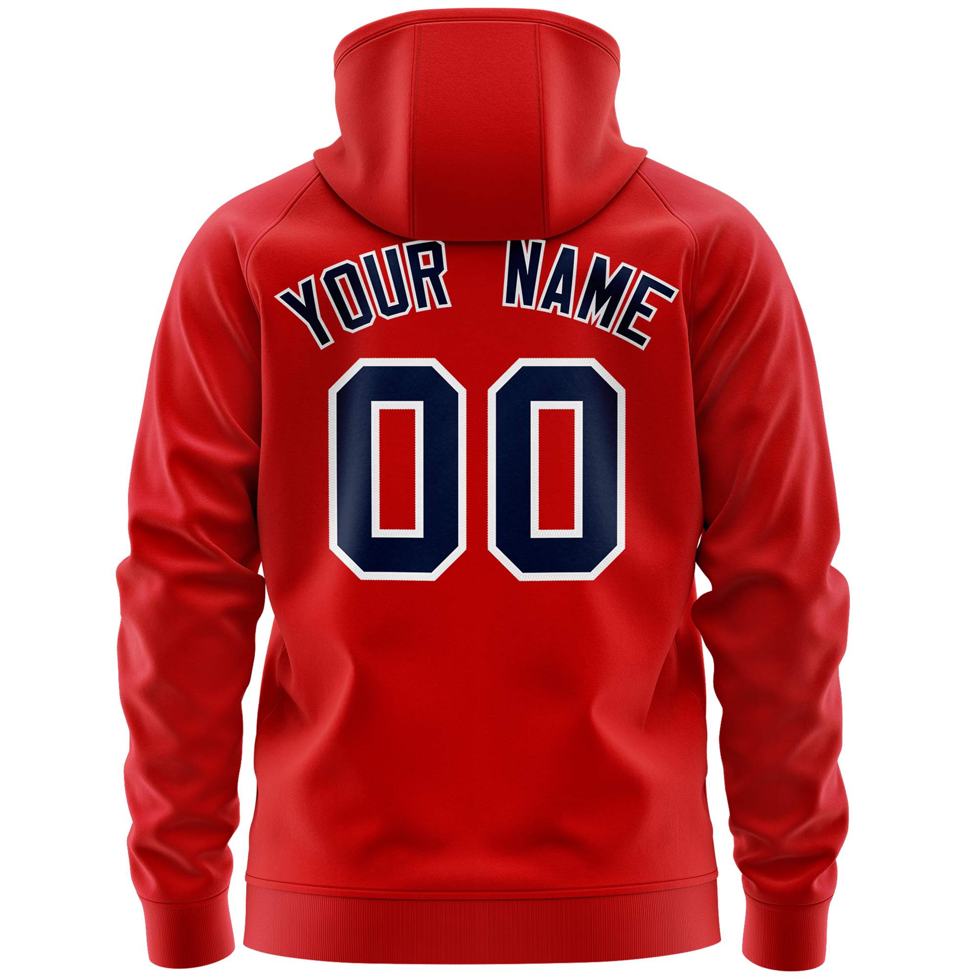 Custom Stitched Red Navy Sports Full-Zip Sweatshirt Hoodie with Flame