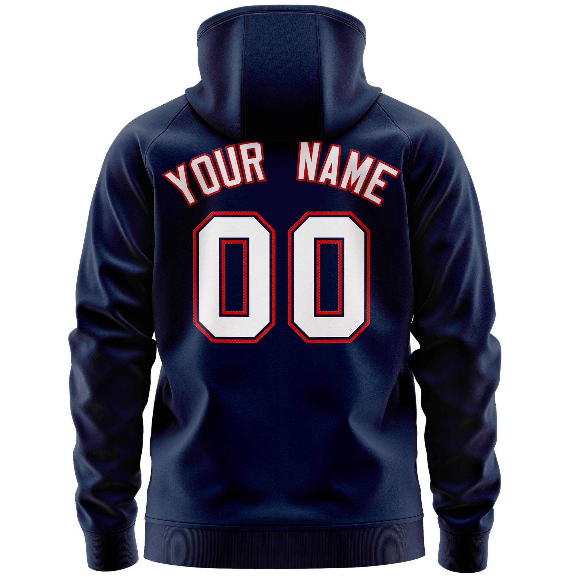 Custom Stitched Navy White Sports Full-Zip Sweatshirt Hoodie with Flame