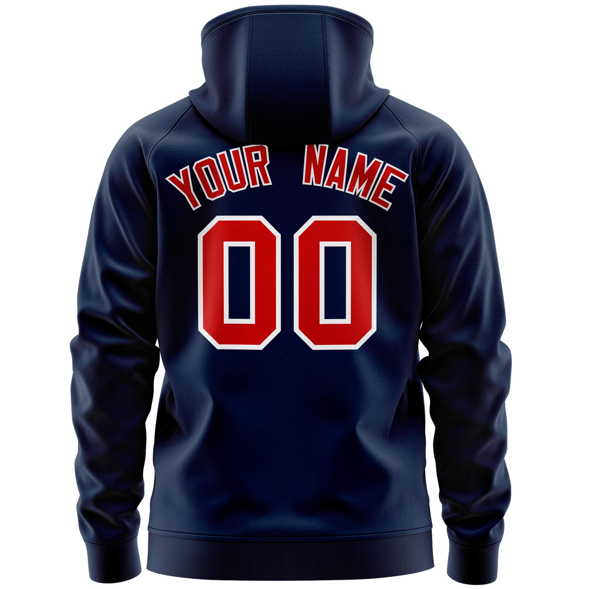 Custom Stitched Navy Red Sports Full-Zip Sweatshirt Hoodie with Flame