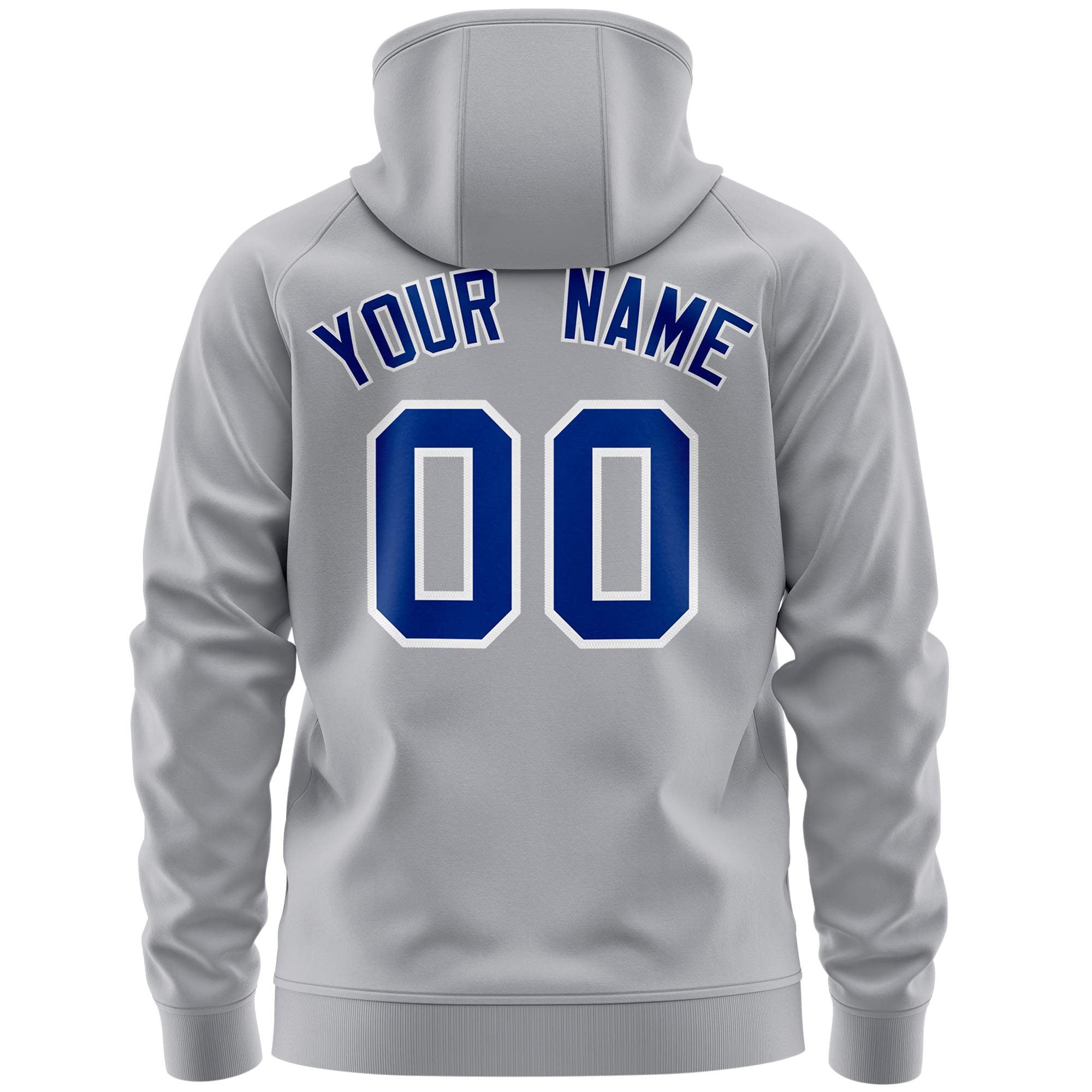 Custom Stitched Gray Royal Sports Full-Zip Sweatshirt Hoodie with Flame