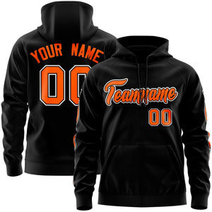 Custom Stitched Black Orange Sports Full-Zip Sweatshirt Hoodie with Flame