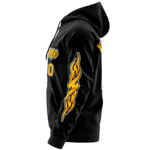 Custom Stitched Black Gold Sports Full-Zip Sweatshirt Hoodie with Flame