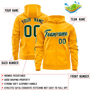 Custom Stitched Gold Green Sports Full-Zip Sweatshirt Hoodie with Flame