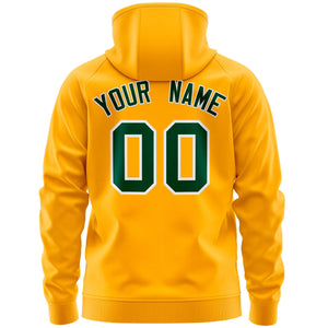 Custom Stitched Gold Green Sports Full-Zip Sweatshirt Hoodie with Flame