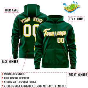 Custom Stitched Green White Sports Full-Zip Sweatshirt Hoodie with Flame