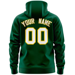 Custom Stitched Green White Sports Full-Zip Sweatshirt Hoodie with Flame