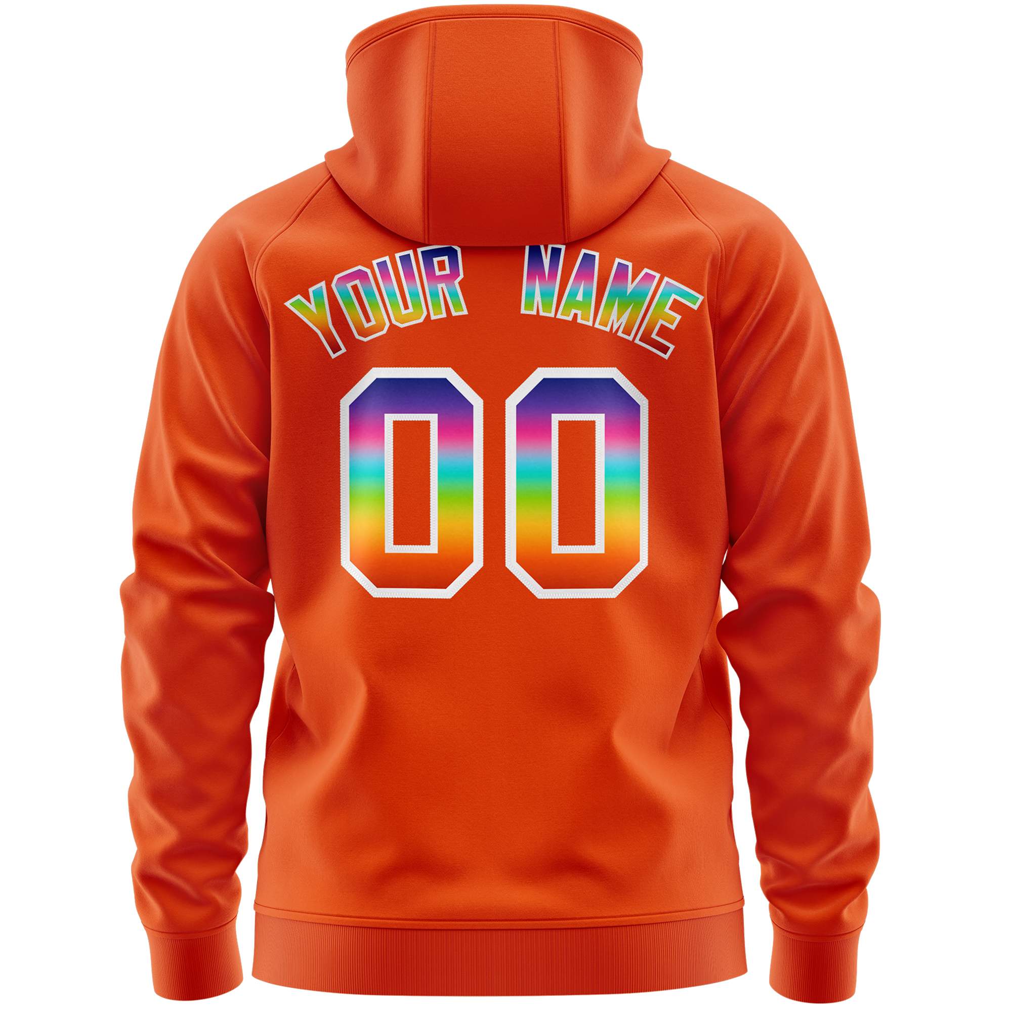 Custom Stitched Orange White Sports Full-Zip Sweatshirt Hoodie with Colored Flames