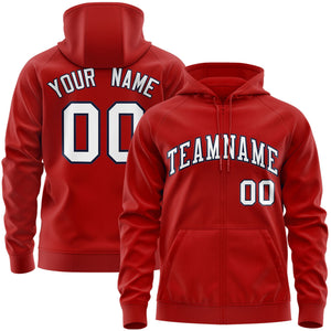 Custom Stitched Red White-Navy Sports Full-Zip Sweatshirt Hoodie