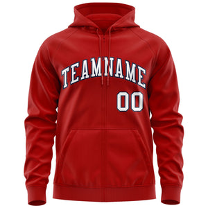 Custom Stitched Red White-Navy Sports Full-Zip Sweatshirt Hoodie