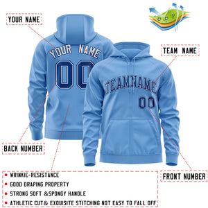 Custom Stitched Lt Blue Royal-White Sports Full-Zip Sweatshirt Hoodie