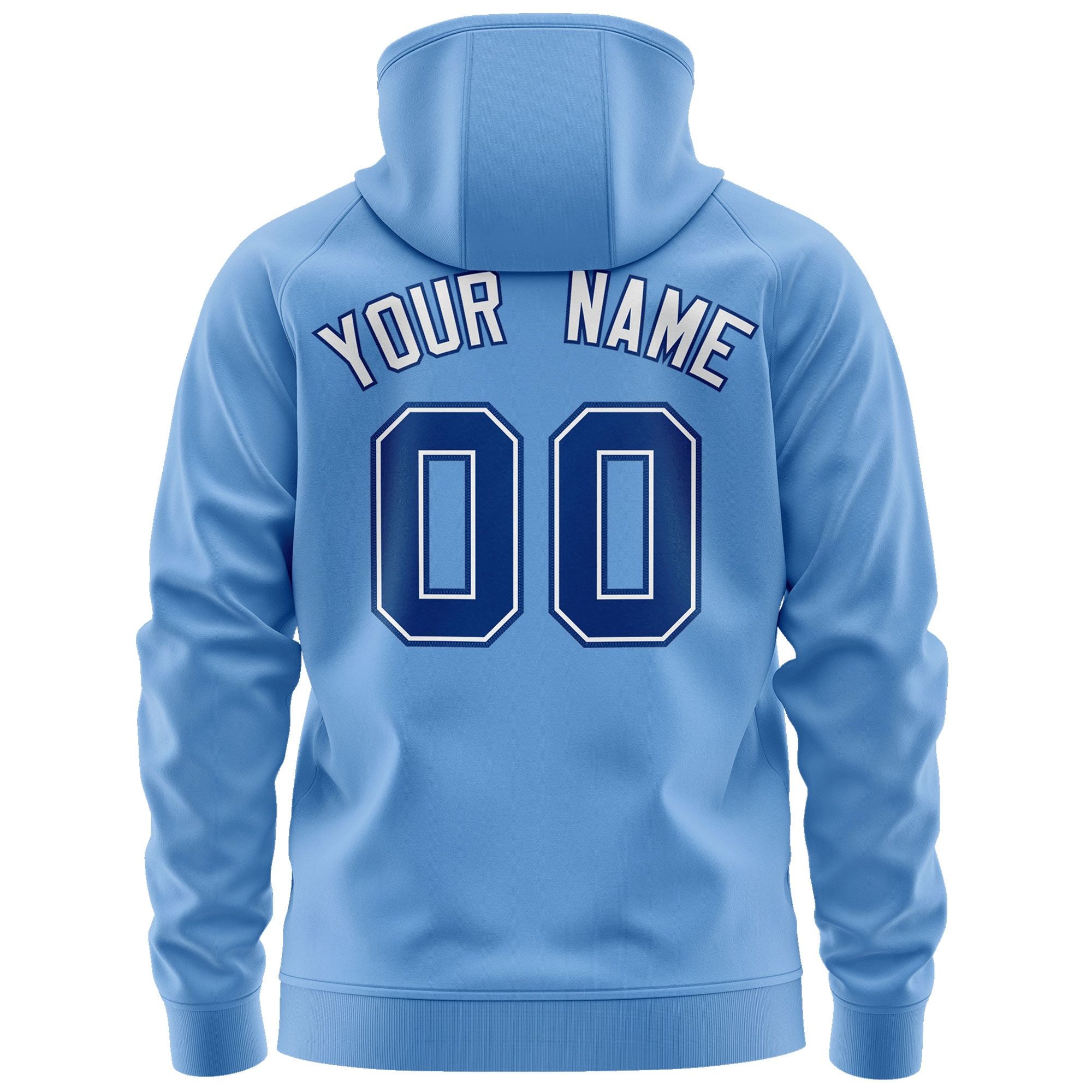 Custom Stitched Lt Blue Royal-White Sports Full-Zip Sweatshirt Hoodie