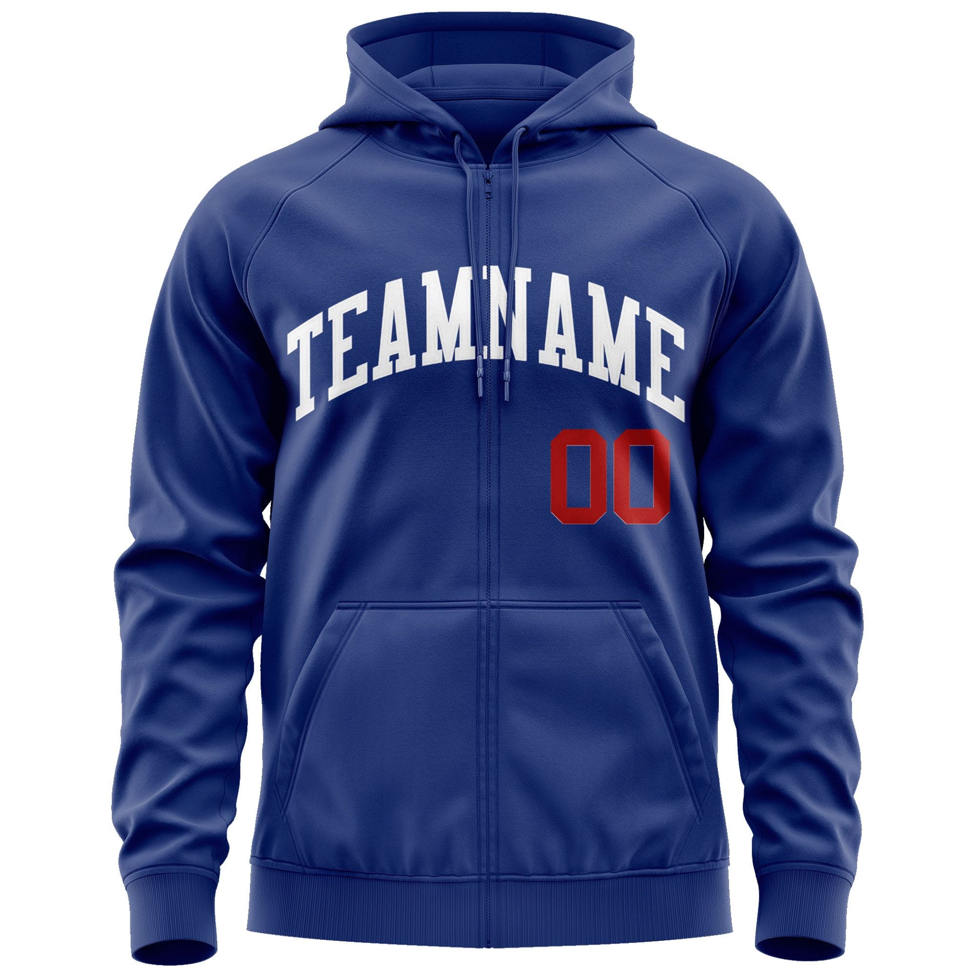 Custom Stitched Royal White Sports Full-Zip Sweatshirt Hoodie