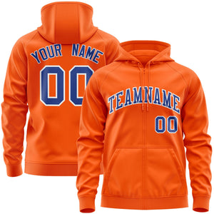 Custom Stitched Orange Royal-White Sports Full-Zip Sweatshirt Hoodie