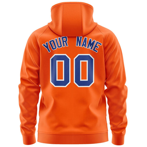 Custom Stitched Orange Royal-White Sports Full-Zip Sweatshirt Hoodie