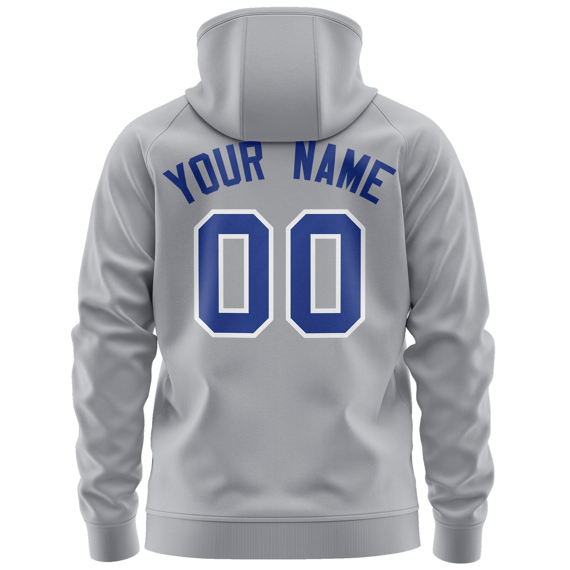 Custom Stitched Gray Royal-White Sports Full-Zip Sweatshirt Hoodie