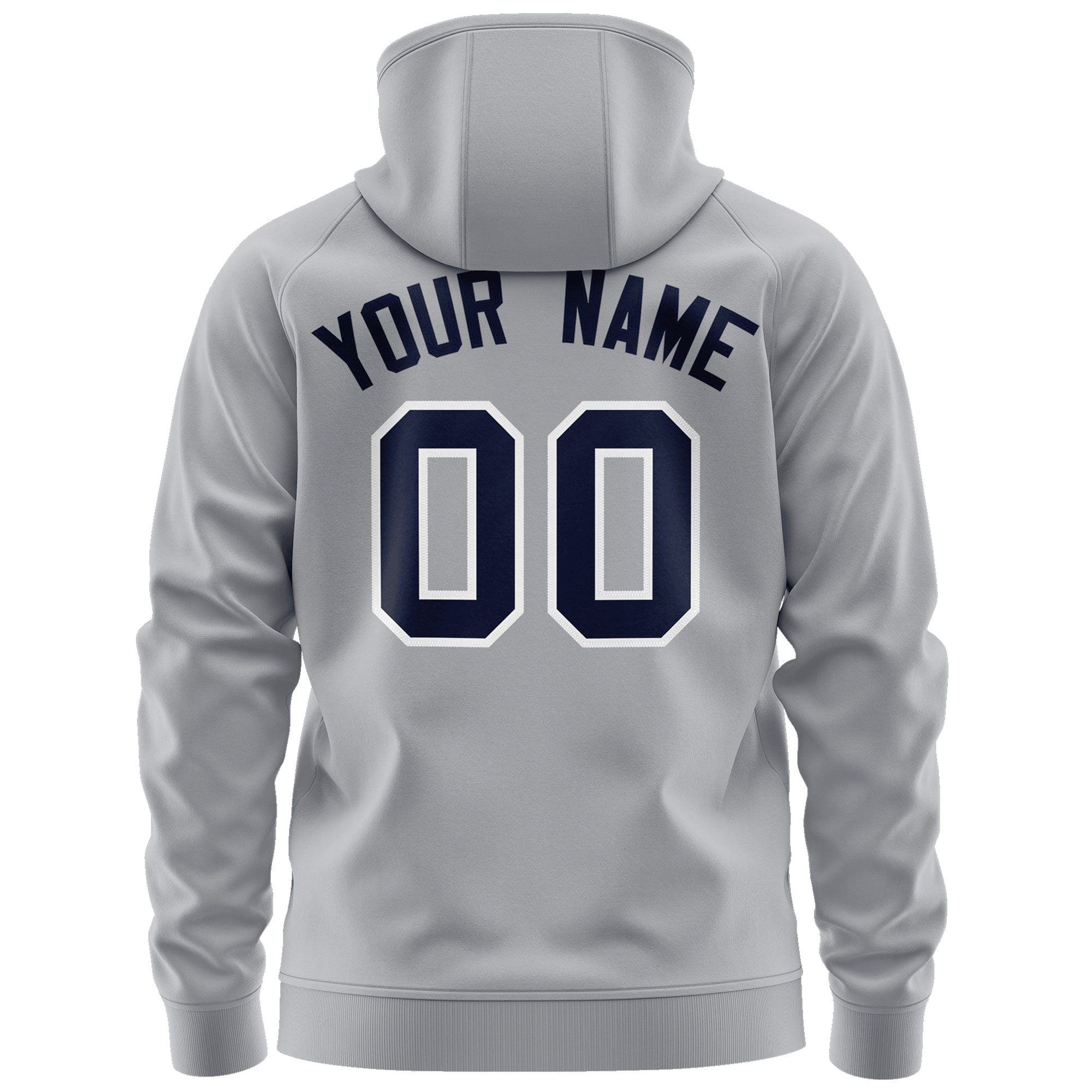 Custom Stitched Gray Navy-Light Blue Sports Full-Zip Sweatshirt Hoodie