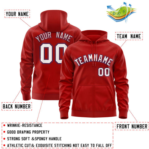 Custom Stitched Red White-Royal Sports Full-Zip Sweatshirt Hoodie