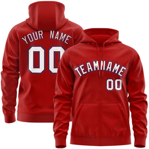 Custom Stitched Red White-Royal Sports Full-Zip Sweatshirt Hoodie