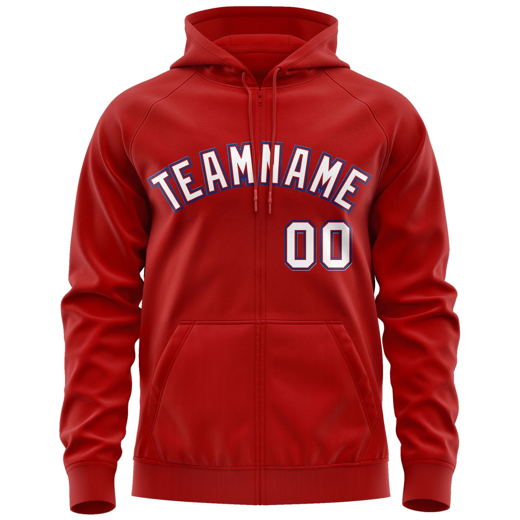 Custom Stitched Red White-Royal Sports Full-Zip Sweatshirt Hoodie