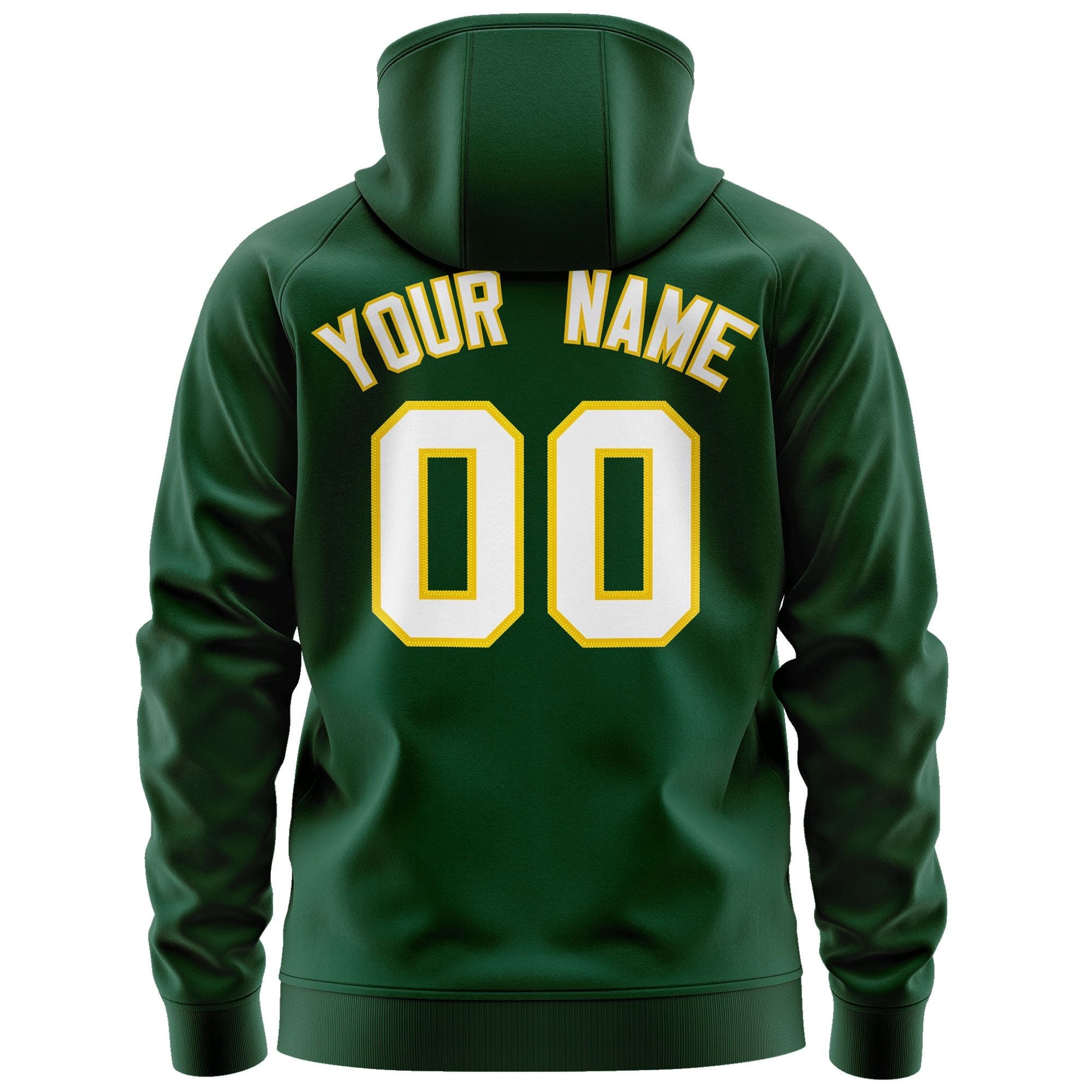 Custom Stitched Green White-Gold Sports Full-Zip Sweatshirt Hoodie