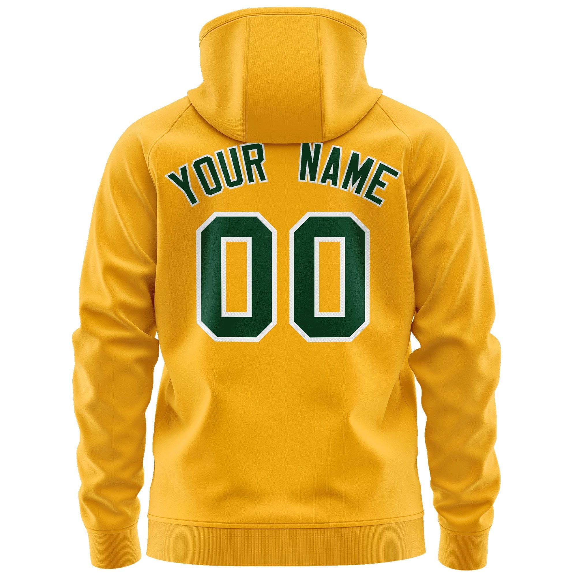 Custom Stitched Gold Kelly Green-White Sports Full-Zip Sweatshirt Hoodie