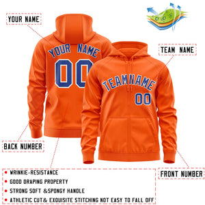 Custom Stitched Orange Royal-White Sports Full-Zip Sweatshirt Hoodie