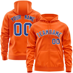 Custom Stitched Orange Royal-White Sports Full-Zip Sweatshirt Hoodie