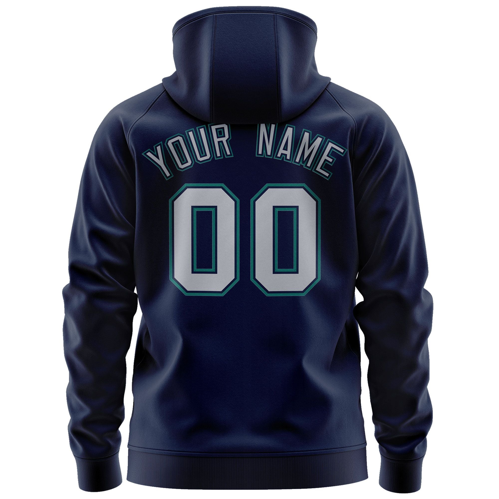 Custom Stitched Navy Gray-Aqua Sports Full-Zip Sweatshirt Hoodie