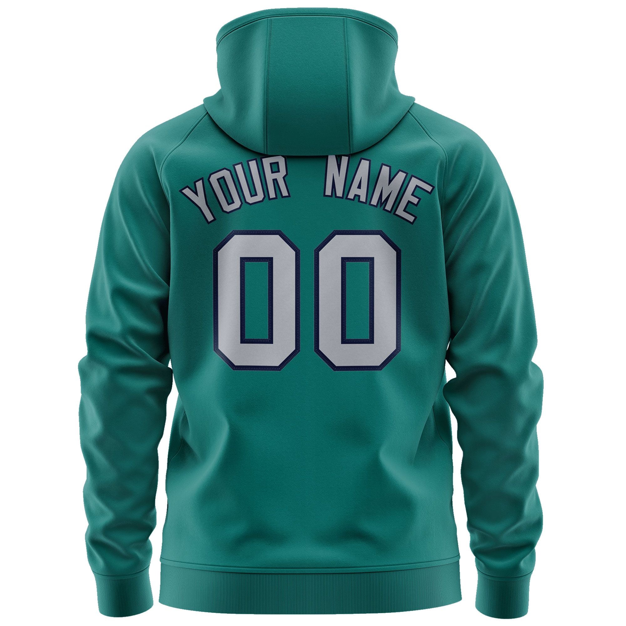 Custom Stitched Aqua Gray-Navy Sports Full-Zip Sweatshirt Hoodie