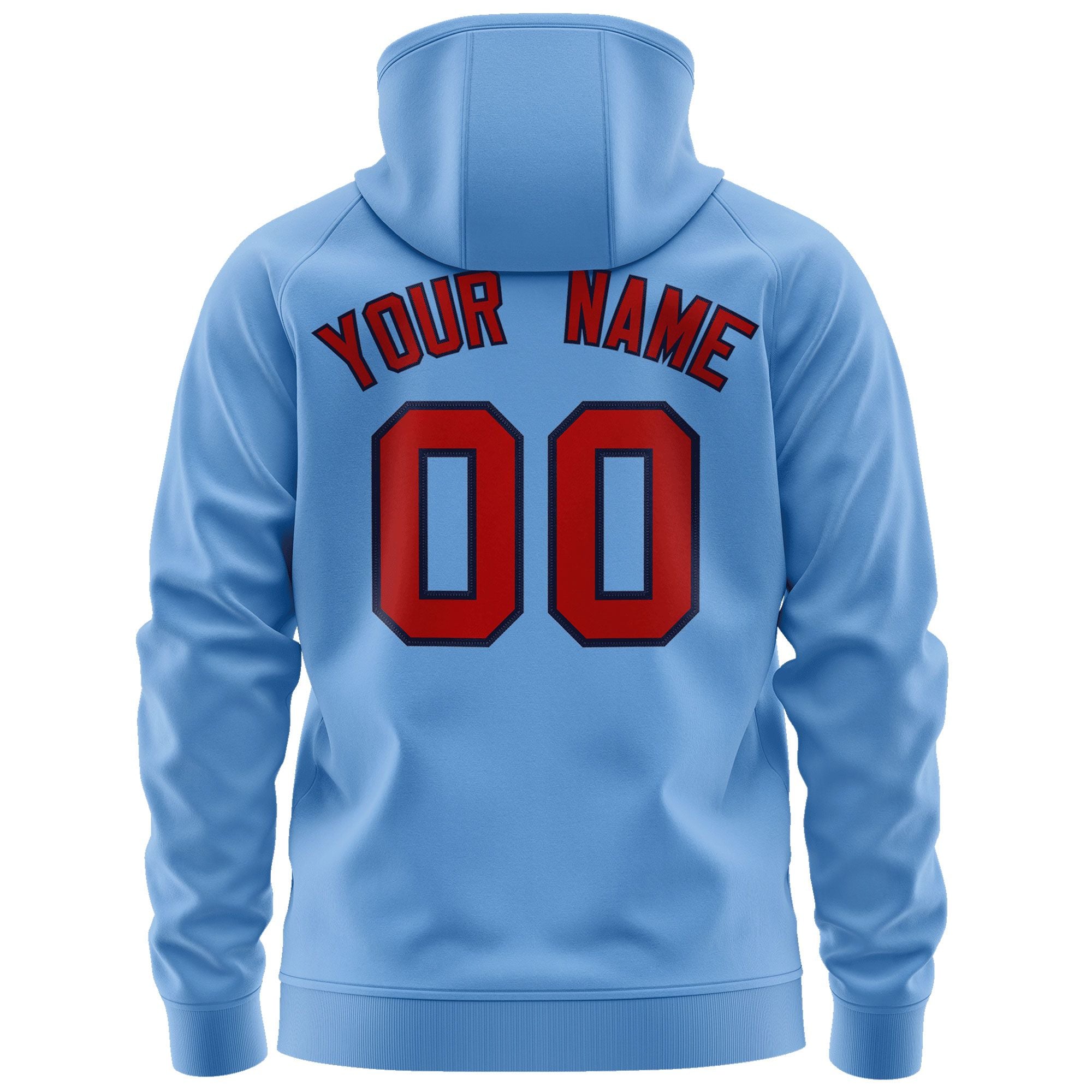 Custom Stitched Lt Blue Red-Navy Sports Full-Zip Sweatshirt Hoodie