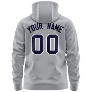 Custom Stitched Gray Navy-Light Blue Sports Full-Zip Sweatshirt Hoodie