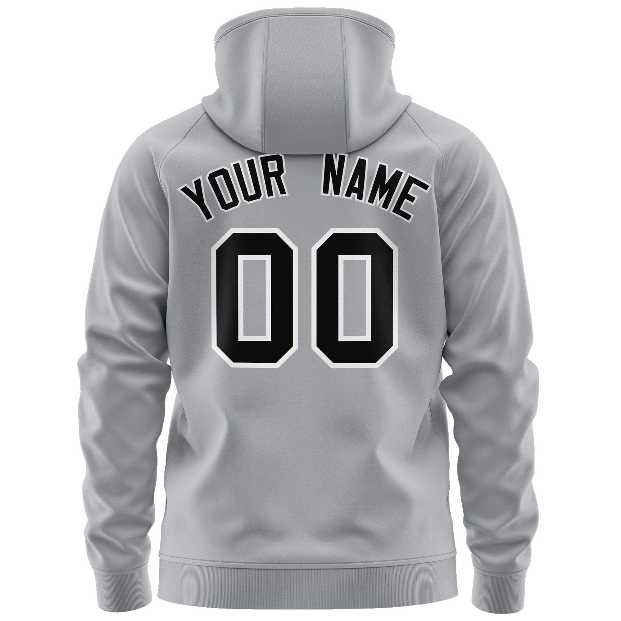 Custom Stitched Gray Black-White Sports Full-Zip Sweatshirt Hoodie